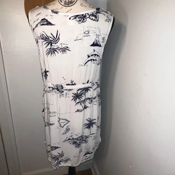 Palmwave Hawaii islands novelty print beaded drawstring waist dress/cover-up,Med - Picture 4 of 9